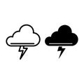 Cloud and thunderstorm line and glyph icon. Lightning bolt in cloud vector illustration isolated on white. Storm outline Royalty Free Stock Photo