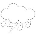 Cloud with thunderstorms and rain. Circle and paint