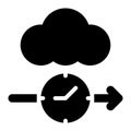 Cloud Time Tracking Glyph Solid Icon