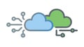 Cloud to Cloud Data Transfer Integration, vector design Generative AI Royalty Free Stock Photo