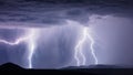 Cloud to ground lightning bolt strikes Royalty Free Stock Photo