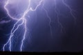 Cloud to ground lightning bolt strikes in a thunderstorm Royalty Free Stock Photo