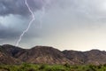 Lightning strike hitting a mountain Royalty Free Stock Photo
