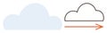 Cloud Transformation Concept with Simplified Line Drawing and Movement Indication Royalty Free Stock Photo