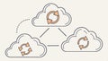 Cloud with triangle recycle symbol, cloud data loop and refresh vector design Generative AI Royalty Free Stock Photo