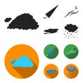 Cloud, umbrella, the north wind, a puddle on the ground. The weather set collection icons in black,flat style vector