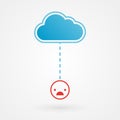 Cloud and unhappy smiley. Concept of unhappiness. Vector illustration, flat design