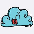 Cloud unlock color vector icon. Drawing sketch illustration hand drawn line eps10 Royalty Free Stock Photo