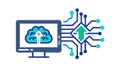 Cloud Upload and Circuit Board Integration, vector design Generative AI Royalty Free Stock Photo