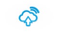 Cloud upload, computer technology realistic icon. 3d line vector illustration. Top view Royalty Free Stock Photo