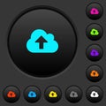 Cloud upload dark push buttons with color icons