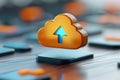 Cloud upload, data storage, database, cloud computing concept Royalty Free Stock Photo