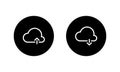 Cloud Upload Download Icon Vector in Circle Shape Royalty Free Stock Photo