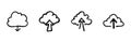 Cloud Upload And Download Icons In Hand Drawn Style Set. Data Transfer, Cloud Storage, File Sharing Doodle Sketch Royalty Free Stock Photo