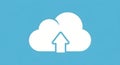 Cloud upload icon on blue background Royalty Free Stock Photo