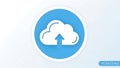 Cloud Upload Icon in Blue Circle - Data Storage and Transfer Royalty Free Stock Photo