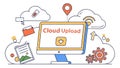 Cloud Upload Icon on Computer Screen for Data Storage, vector design Generative AI Royalty Free Stock Photo
