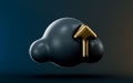 Cloud upload icon on dark background 3d render concept