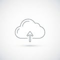 Upload icon featuring a simple outline of a cloud with an upward-pointing Royalty Free Stock Photo