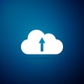 Cloud upload icon isolated on blue background. Flat design Royalty Free Stock Photo