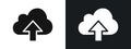 cloud upload icon linear graphics set vector in black Royalty Free Stock Photo