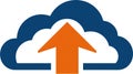 Cloud Upload Icon Orange Arrow Inside Blue Cloud Symbol Royalty Free Stock Photo