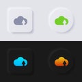 Cloud upload icon set, Multicolor neumorphism button soft UI Design. Royalty Free Stock Photo