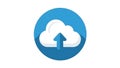 Cloud Upload Icon with Up Arrow in Blue Circle Royalty Free Stock Photo