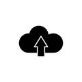 Cloud upload icon set. upload file or folder to virtual cloud server vector symbol. save to cloud storage sign in black filled and Royalty Free Stock Photo