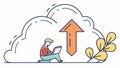 Cloud Upload with Laptop User, Data Sync. vector design Generative AI Royalty Free Stock Photo