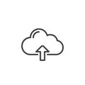 Cloud upload line icon, outline vector sign, linear style pictogram isolated on white Royalty Free Stock Photo