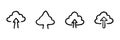 Cloud Upload Line Icon Set In Doodle Style. Data Storage, File Sharing, And Cloud Computing Outline Sketch Collection Royalty Free Stock Photo
