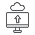 Cloud upload line icon, technology and system, data transfering sign, vector graphics, a linear pattern on a white Royalty Free Stock Photo