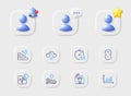 Cloud upload, Lounger and Timer line icons. For web app, printing. Vector