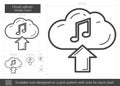 Cloud upload music line icon. Royalty Free Stock Photo