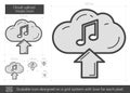 Cloud upload music line icon. Royalty Free Stock Photo