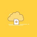 cloud, upload, save, data, computing Flat Line Filled Icon. Beautiful Logo button over yellow background for UI and UX, website or Royalty Free Stock Photo