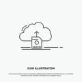 cloud, upload, save, data, computing Icon. Line vector gray symbol for UI and UX, website or mobile application Royalty Free Stock Photo