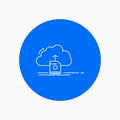 cloud, upload, save, data, computing White Line Icon in Circle background. vector icon illustration Royalty Free Stock Photo