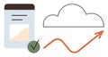 Cloud Growth Metrics with Data Report, Checkmark, and Rising Trend Graph Royalty Free Stock Photo