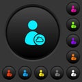 Cloud user account management dark push buttons with color icons