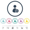 Cloud user account management flat color icons in round outlines