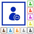 Cloud user account management flat framed icons
