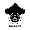 cloud user icon, black vector sign with editable strokes, concept illustration Royalty Free Stock Photo