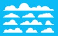 Cloud vector, Flat clouds abstract design, Icon environment natural on blue background