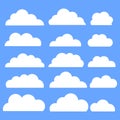 Cloud vector icon set white color on blue background Royalty Free Stock Photo