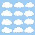 Cloud vector icon set white color on blue background Royalty Free Stock Photo