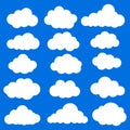 Cloud vector icon set white color on blue background Royalty Free Stock Photo