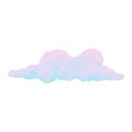 Cloud vector illustration in realism, isolated on white background, blue and pink color