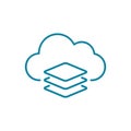 Cloud virtual machine line icon. Cloud computing technology concept. Royalty Free Stock Photo